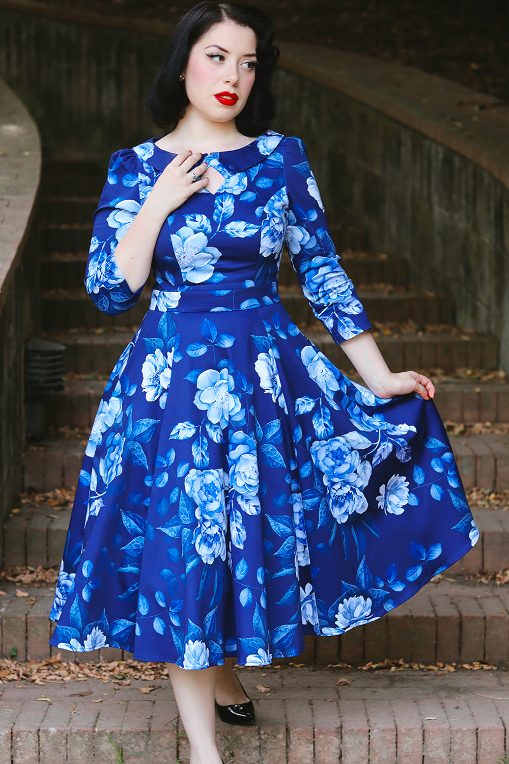 Dafney Blue Floral Swing Dress